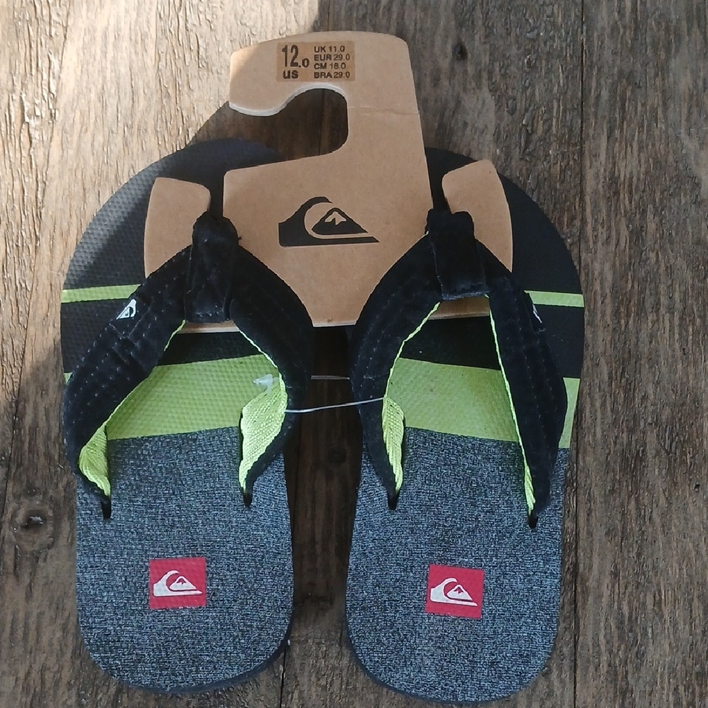 Quiksilver Black and Lime Sandals